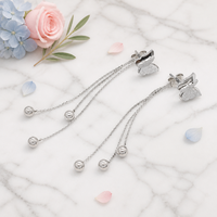 Boucles d'oreilles pendantes en acier inoxydable plaqué or avec pompon, longue chaîne et breloque boule de cristal, hypoallergéniques, bijoux élégants pour soirée