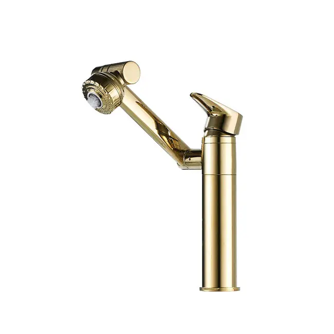 Basin Faucet Water Tap Bath 360 Degree Swivel Gold Bathroom Faucet Single Handle Sink Tap Mixer Hot and Cold