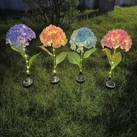 Lampe solaire LED en forme de fleur d'hortensia YH pour décoration de jardin extérieur, indice de protection IP65, alimentation DC 6V, télécommande, éclairage multicolore détachable