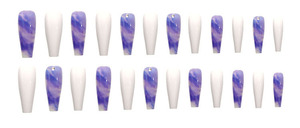 <span class=keywords><strong>Uñas</strong></span> postizas <span class=keywords><strong>blancas</strong></span> <span class=keywords><strong>azules</strong></span> claras de ataúd largo de lujo con palo de diamante en las <span class=keywords><strong>uñas</strong></span> a presión para mujeres - Product Image 2