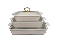 Ensemble de casseroles de cuisson à induction en céramique dorée rectangulaires modernes, vaisselle créative en fer, comprenant un support pour plat de cuisson, pot léger pour hôtel