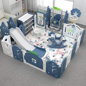 Parc de jeux extérieur pour bébé, clôture de sécurité en plastique pour enfants, parc de jeux pour bébé avec toboggans et balançoires, maternelle - Product Image 3