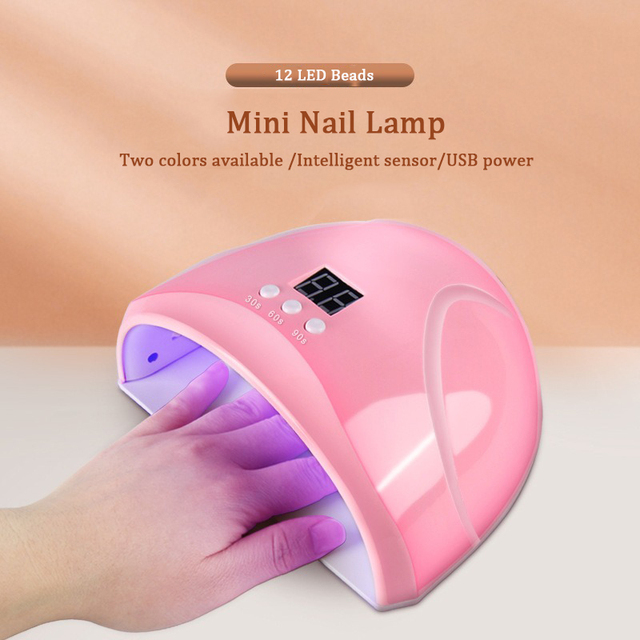 Smart Portable USB 12 Beads Mini Curing Light Auto On/Off Sensor LED Display 3 Timers (30/60/90s) 36W UV Led Nail Lamp Home Use