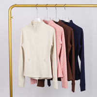 Veste de sport zippée pour femme Luludarling, coupe ajustée, à pois, col montant, manches longues avec passe-pouces, pour la course et l'entraînement