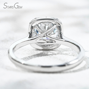 Starsgem 1.68ct 7.39mm Diamant de laboratoire taille brillant rond, or blanc 18 carats, bague de fiançailles halo, couleur diamant blanc D classique - Product Image 4