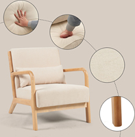 Fauteuils d'appoint modernes rembourrés pour lecture et détente, style farmhouse, en bois massif et tissu