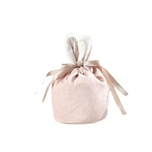 Cartoon Bunny Ears Velvet Bag Party Favor Easter Candy Cookie Wrapper Pouch Soft Festival Party Supplies Mini Gift Storage Bags