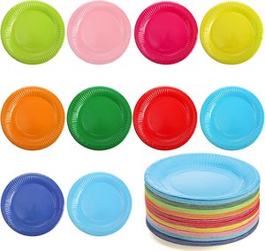 Assiettes en papier jetables colorées de qualité alimentaire en gros, de 6/7/8/9/10 pouces, pour fêtes - Product Image 1