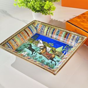 Cinzeiro de Cerâmica Vintage Luxuoso Quadrado com Borda Laranja para <span class=keywords><strong>3</strong></span> Cavalos, com até 4 Tampas para Decoração de Casa e Hotel - Product Image 5