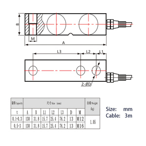 Capteur de force à cisaillement PSD-F1 PUSHTON en acier allié de haute qualité pour plateforme de pesée, 500kg-3000kg, certifié CE RoHS - Product Image 4