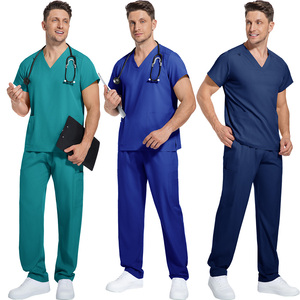Short Sleeve Scrub Uniforms Sets With ID/Badge Loops Hospital <strong>Surgical</strong> Uniforms Healthcare Workers Medical Scrubs Vendors - Product Image 2