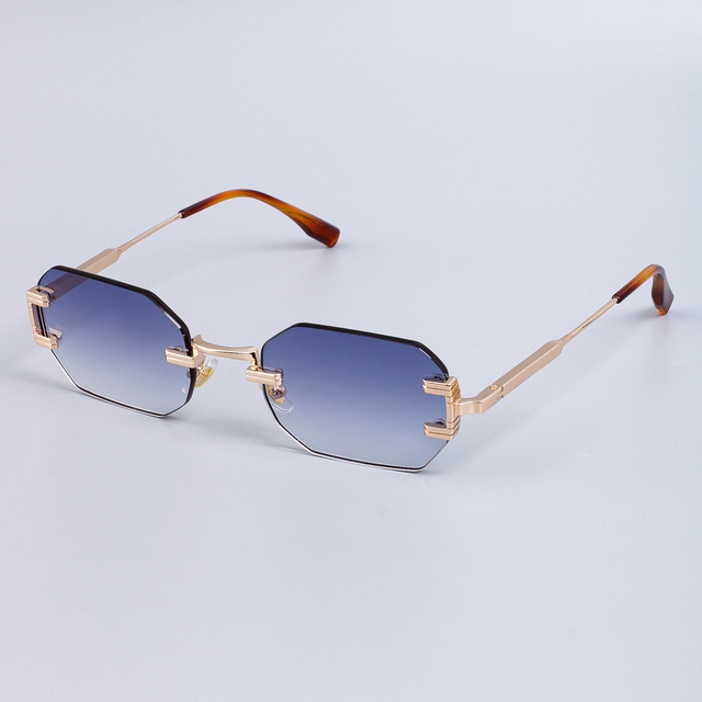 LBAshades 3510 Rimless Sunglasses for Men Women Brand Designer Fashion Frameless Custom Logo Square Gradient Nylon Lens Shades