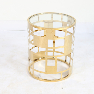 Thiết kế hiện đại khung thép không gỉ kim loại cơ sở vòng cuối bảng Glass <span class=keywords><strong>Top</strong></span> phòng khách bảng bên - Product Image 2