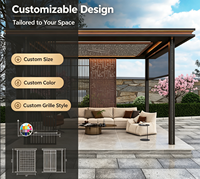 Pérgola de Aluminio Estilo Chino, Gazebo, Pabellón Paisajístico, Aislado, Insonorizado, Impermeable, Terraza Acristalada, Salón de Té para Jardín Exterior
