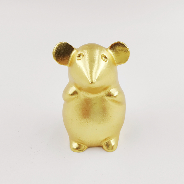 Chinese Zodiac Rat Copper Sculpture Home Living Room Decoration Copper Sculpture Golden Colored