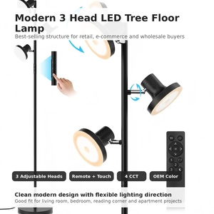 Lampe sur pied LED moderne à <span class=keywords><strong>3</strong></span> <span class=keywords><strong>têtes</strong></span>, télécommande tactile, hauteur réglable, étanche, rose/bleu, pour salon, chambre, bureau - Product Image 1