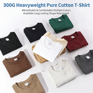 <span class=keywords><strong>Camiseta</strong></span> de <span class=keywords><strong>Manga</strong></span> Corta con Cuello Redondo de Algodón Puro de 300 g, Superventas de Verano al por Mayor, <span class=keywords><strong>Camiseta</strong></span> Interior Informal Holgada para Hombre, <span class=keywords><strong>Camiseta</strong></span> de Color Sólido con Logotipo - Product Image 1