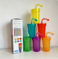Gobelets colorés, grande capacité, anti-fuite, avec couvercles et protège-pailles, adaptés aux aides alimentaires
