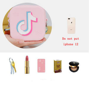 Mini bolso cruzado con patrón de dibujos animados <span class=keywords><strong>Tik</strong></span> <span class=keywords><strong>Tok</strong></span> para chicas, monedero cuadrado de silicona - Product Image 5