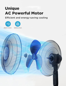 Rechargeable Solar <b>Standing</b> Floor Fan with Built-in Lithium Battery Remote <b>Control</b> Adjustable Height-Household Use - Product Image 3