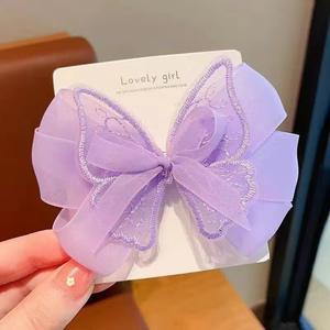 Kızlar için renkli süper peri ilmek firkete sevimli karikatür kelebek saç klipleri çocuk Metal kumaş tatlı noel - Product Image 6