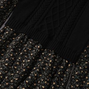 <span class=keywords><strong>Robe</strong></span> en tricot à motif Floral pour <span class=keywords><strong>femme</strong></span>, <span class=keywords><strong>pull</strong></span> en mosaïque, tissu rétro décontracté, épissure, petite taille, collection automne hiver - Product Image 4