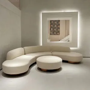 Mode Design Ronde Woonkamer Witte Sofa Set Hotel Receptie Luxe Lobby Bank Gebogen 6 Zits Grote Bank