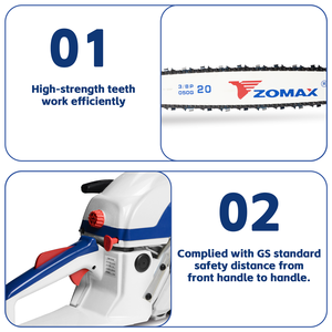 <span class=keywords><strong>เลื่อย</strong></span>ตัดไม้แบบใช้แก๊ส ZOMAX พร้อมตัว<span class=keywords><strong>สตาร์ท</strong></span>แบบสปริง, โซ่แบบ Low Kickback, สมดุลที่เหนือกว่า, สำหรับงานจัดสวนและงานตัดต้นไม้ - Product Image 2