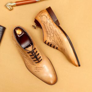 Italian-Carved Genuine Cowhide Leather British-Style <b>Pointed</b>-Toe Lace-Up Formal Oxford Shoes Breathable Cow Leather Lining - Product Image 2