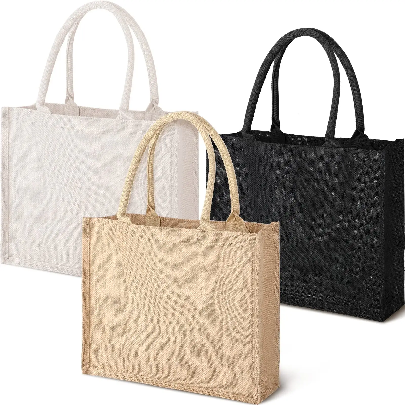 प्राकृतिक पीवीसी कोटिंग फाड़ना बर्लेप कस्टम लोगो रंग पर्यावरण के अनुकूल किराने ढोना बैग पुन: प्रयोज्य जूट शॉपिंग बैग