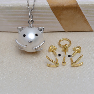 Pendentif chat baroque en argent 925 fait main, collier de perles de forme spéciale, composants de bijoux DIY pour femme, support vide pour perles - Product Image 4