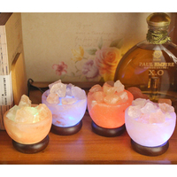 Lampe de sel USB de l'Himalaya, cristal rose, pierre de sel naturelle, pierres de guérison, forme naturelle, faite à la main, Feng Shui, Ange, Amour, Noël