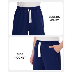 Shorts en coton pour garçons, taille mi-haute, cordon de serrage, avec poches, style athlétique décontracté, bermudas pour 5-14 ans - Product Image 6