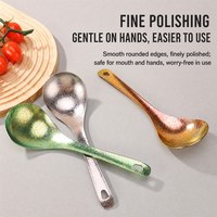Cuillère à soupe en titane pur double couche non revêtue, style fleur de glace chinoise, pour la maison et le camping en plein air, idéale pour le hot pot