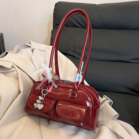 Vente en gros de sacs à main vintage en cuir artificiel pour femmes, couleur unie avec nœud décoratif, sacoche, sac fourre-tout de luxe