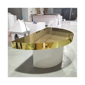 Fancy Exquisite Semicircle Dinning Table Bar Cake mirror gold acrylic half circle Wedding Table for Wedding Decorations