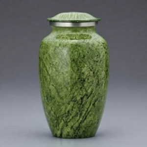Urna Funeraria de Latón con Efecto Mármol Verde, Ataúd Conmemorativo para Adultos, Decoración para Mesa, Recuerdo para el Hogar - Artesanía India - Product Image 1