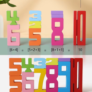 Montessori 20 cái chữ số bằng gỗ khối xây dựng <span class=keywords><strong>DIY</strong></span> giáo dục sớm toán học số xếp chồng trò chơi cho trẻ em - Product Image 6