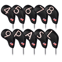 En stock – Housses de tête de fer de golf personnalisées en cuir PU – Ensemble de housses de club brodées avec numéro – Accessoires de golf personnalisés OEM ODM