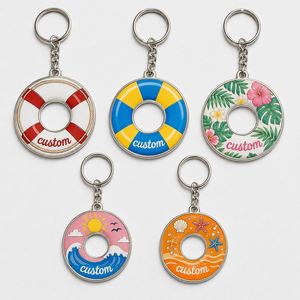 Custom Wholesale High Quality Swim Ring Keychains <b>Inflatable</b> <b>Float</b> Key Chains Summer Beach Souvenir Water Sport Lover Keyring - Product Image 1