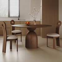 Table à manger ronde moderne couleur noyer, bureau circulaire en bois, table à manger pour petit foyer