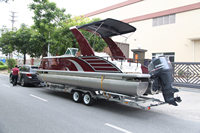 Bateau ponton de luxe de 27 pieds, 300 CV hors-bord, aluminium et fibre de verre, croisière et loisirs, 8-15 personnes, 35-40 nœuds, CE ISO, personnalisable 25 ou 30 pieds