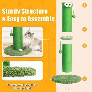 Grand griffoir <span class=keywords><strong>d</strong></span>'<span class=keywords><strong>intérieur</strong></span> de couleur verte écologique avec poteau enveloppé de sisal pour chats et chatons de grande taille - Product Image 3