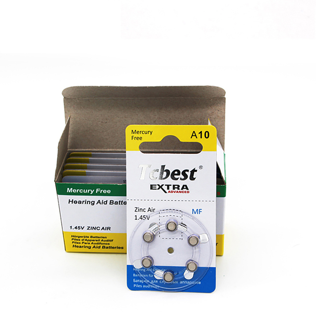 Tcbest New Zinc Air Hearing Batteries A10 1.4v Rechargeable Button Batteries Coin Cell Battery for Deaf-aid