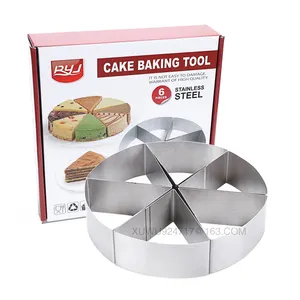 Usine couleur boîte 6 Points moule rond Mousse anneau gâteau moule outils de cuisson pain Pzza acier inoxydable gâteau moule