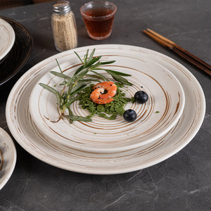 <span class=keywords><strong>Assiette</strong></span> en céramique japonaise artisanale rétro Wabi-Sabi, poterie rustique, 9 pouces, plat plat pour steak occidental, pour restaurant haut <span class=keywords><strong>de</strong></span> gamme - Product Image 5