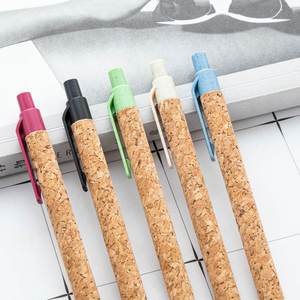 Eco-Friendly Wood Grain Retractable Ballpoint <b>Pens</b> - Bulk Promotional Gift <b>Pens</b> with Wheat Straw & Cork Design - Product Image 3
