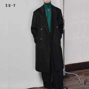 Stile Vintage lana si fonde sopra bottone tinta unita Casual Trench <span class=keywords><strong>uomo</strong></span> <span class=keywords><strong>Cashmere</strong></span> <span class=keywords><strong>cappotto</strong></span> lungo con tasche - Product Image 5