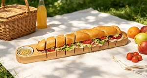 <span class=keywords><strong>Tabla</strong></span> <span class=keywords><strong>de</strong></span> servir <span class=keywords><strong>de</strong></span> bambú QM para baguettes con ranuras para salsa y guías <span class=keywords><strong>de</strong></span> corte, bandeja larga para <span class=keywords><strong>cortar</strong></span> pan francés, apta para alimentos, 3.8cm <span class=keywords><strong>de</strong></span> grosor - Product Image 6