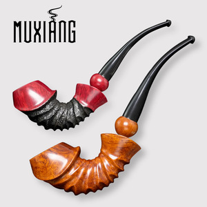 MUXIANG Hand Carved Briarwood Pipe Bent Type Tobacco Pipe For Men Smoking Accessory - Product Image 2